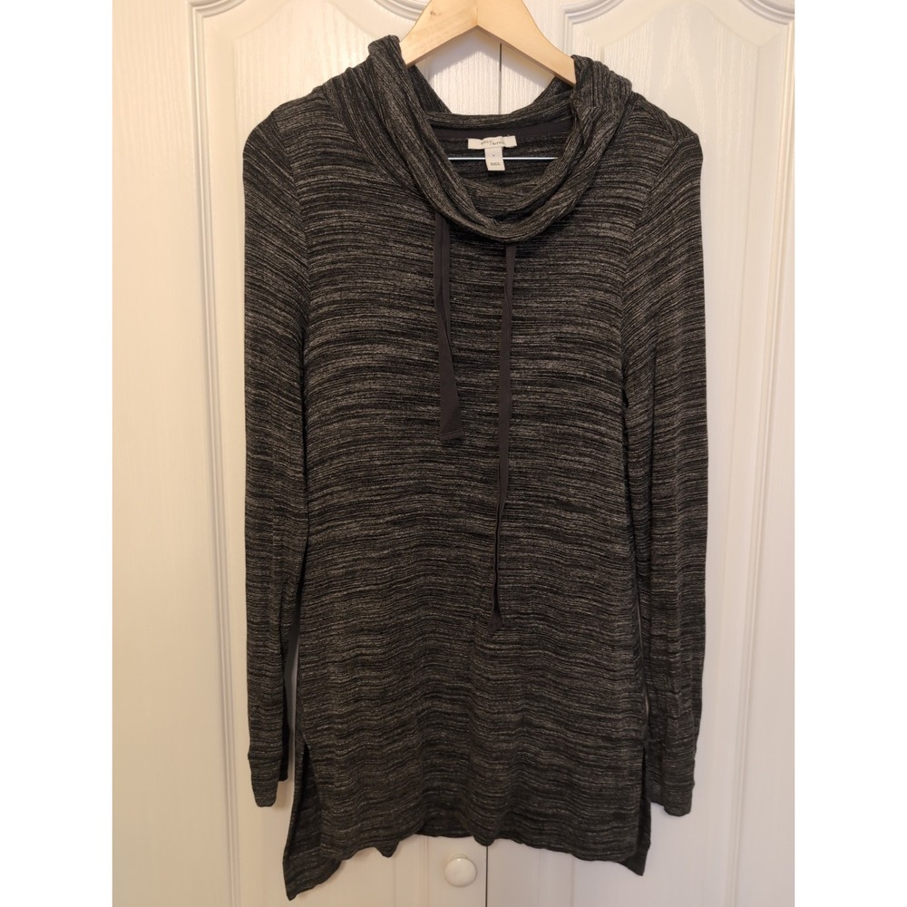 Daily Ritual Women Cowl Neck Long Sleeve Sweatshirt Dress Black Gray Small